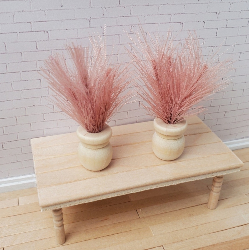 Miniature Dollhouse 1:12 Scale Pampas Pink Vase Set Maileg